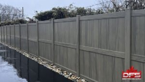 Jasper-9 dark maple vinyl fence